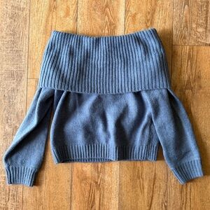 Abercrombie & Fitch Light Blue Ribbed off the shoulder Sweater